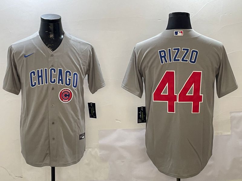 Men Chicago Cubs 44 Rizzo Grey Game 2025 Nike MLB Jersey style 4